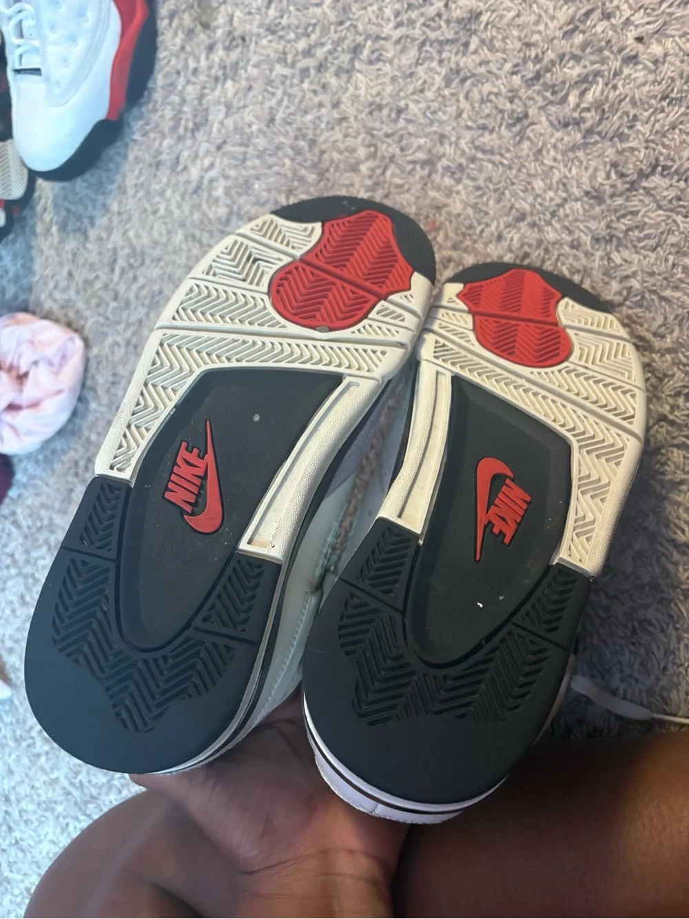 White and Black Men’s retro 4 Nikes pre-loved willing to negotiate ❤️